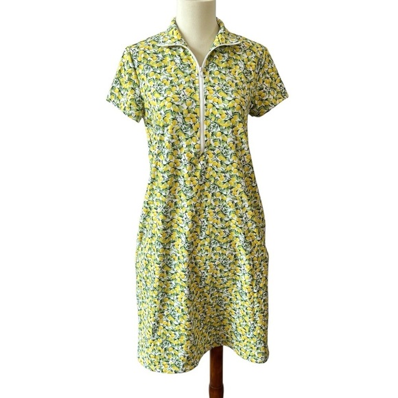 J MCLAUGHLIN YANNA DRESS S CATALINA CLOTH LEMON PRINT 1/4 ZIP POLO SUMMER NWOT - Picture 2 of 12